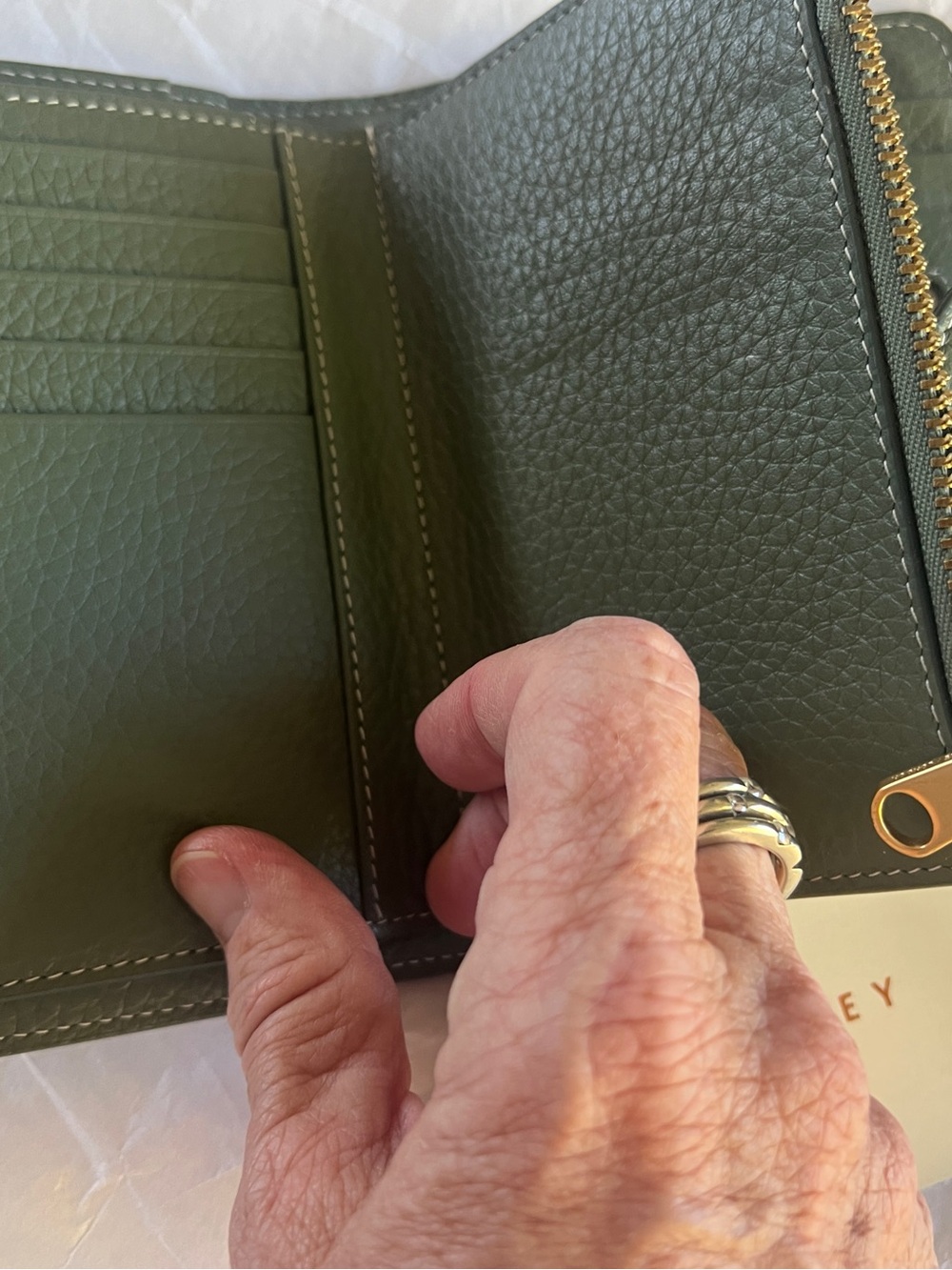 NEW: RADLEY LONDON Hillgate Medium wallet, green/olive Pebbled leather - Picture 5 of 9